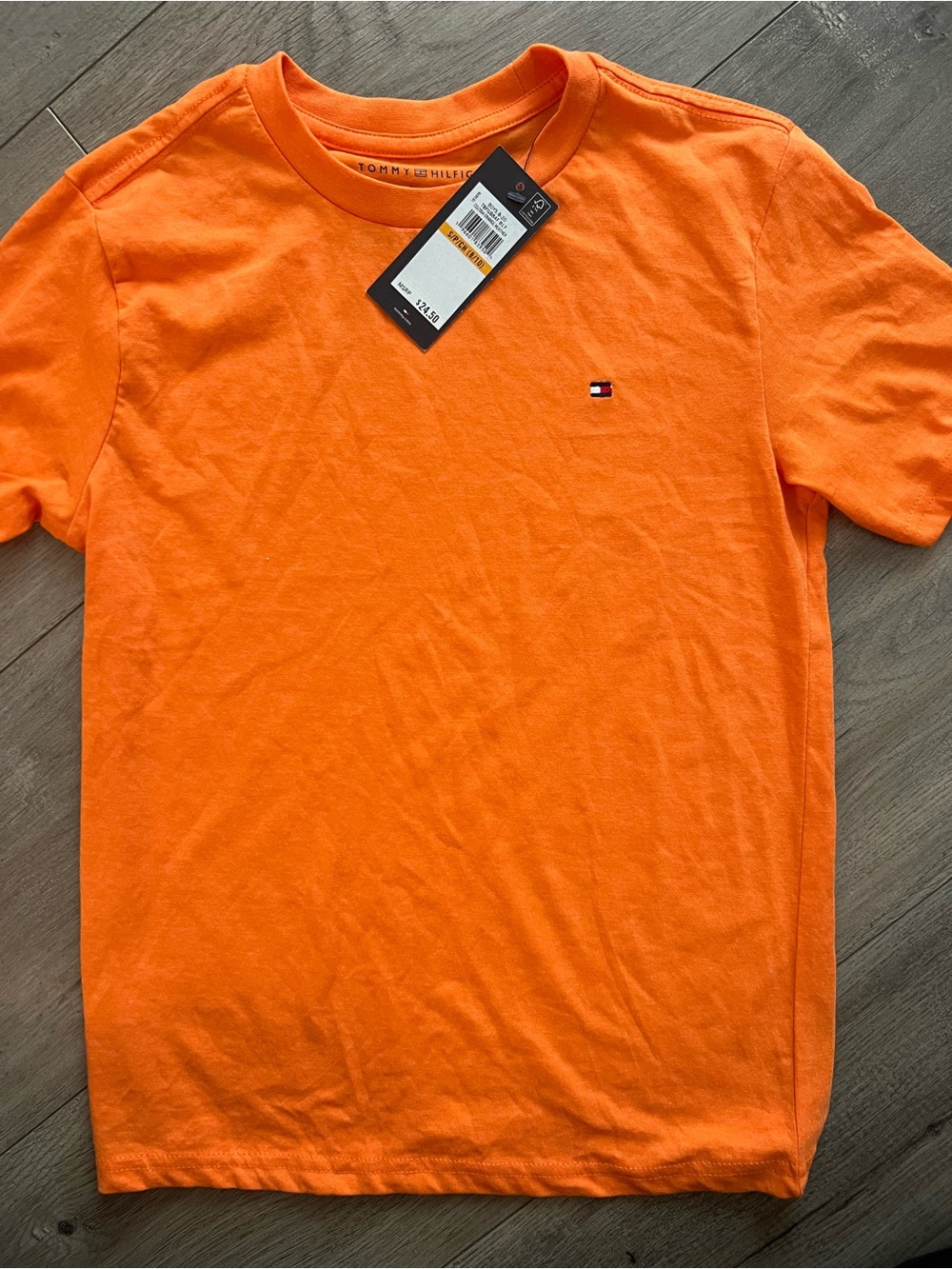 Tommy Hilfiger boys Bright Orange Short Sleeve Crew Tee
